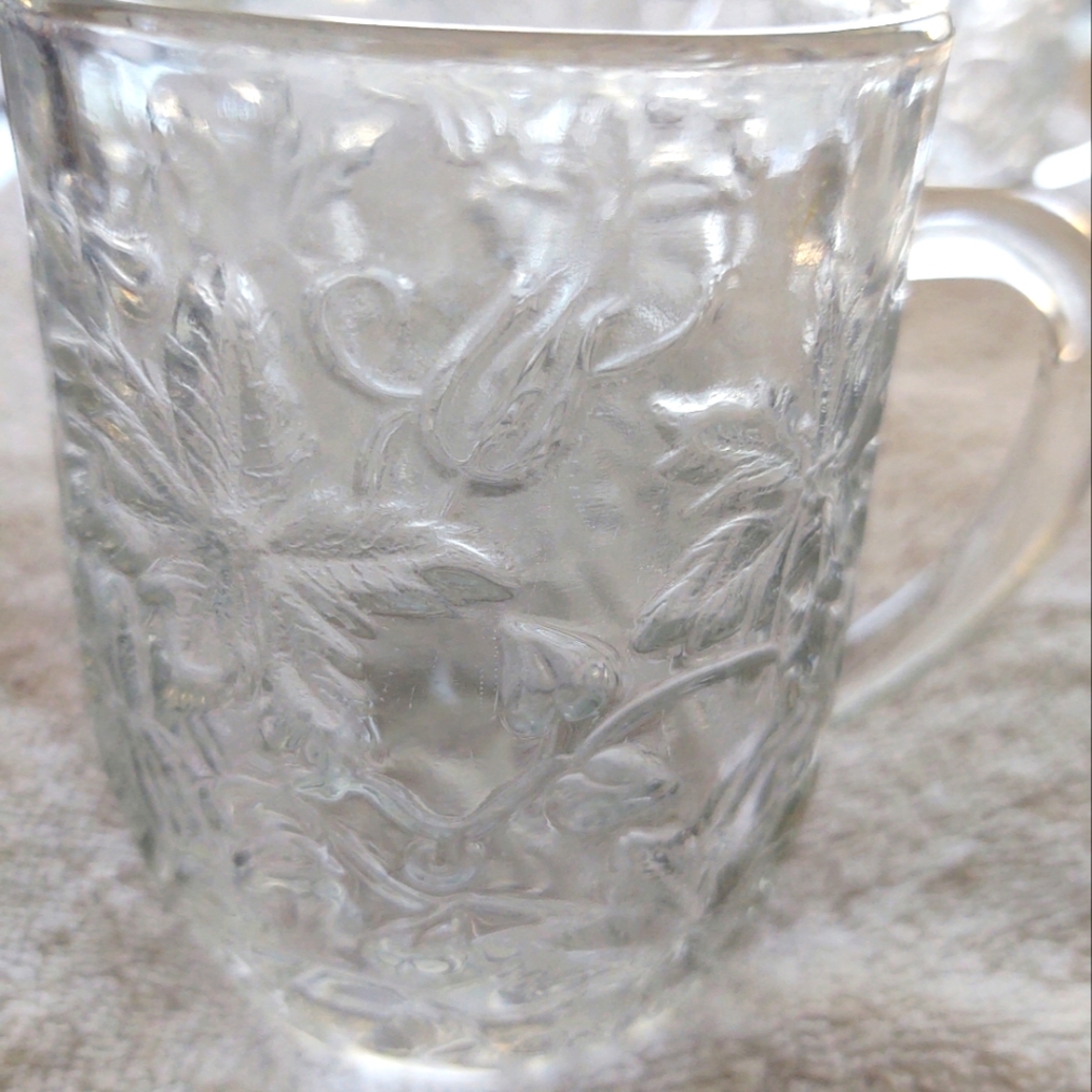 Vintage Princess House Fantasia Crystal Coffee Mugs -3 Mugs